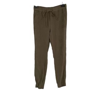 TAHARI Soft Jogger Style Pants Elastic Waist With Drawstring Army Green S